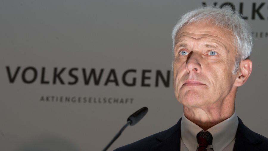 CEO of Volkswagen Matthias Mueller speaks at a news conference Friday in Wolfsburg, Germany.