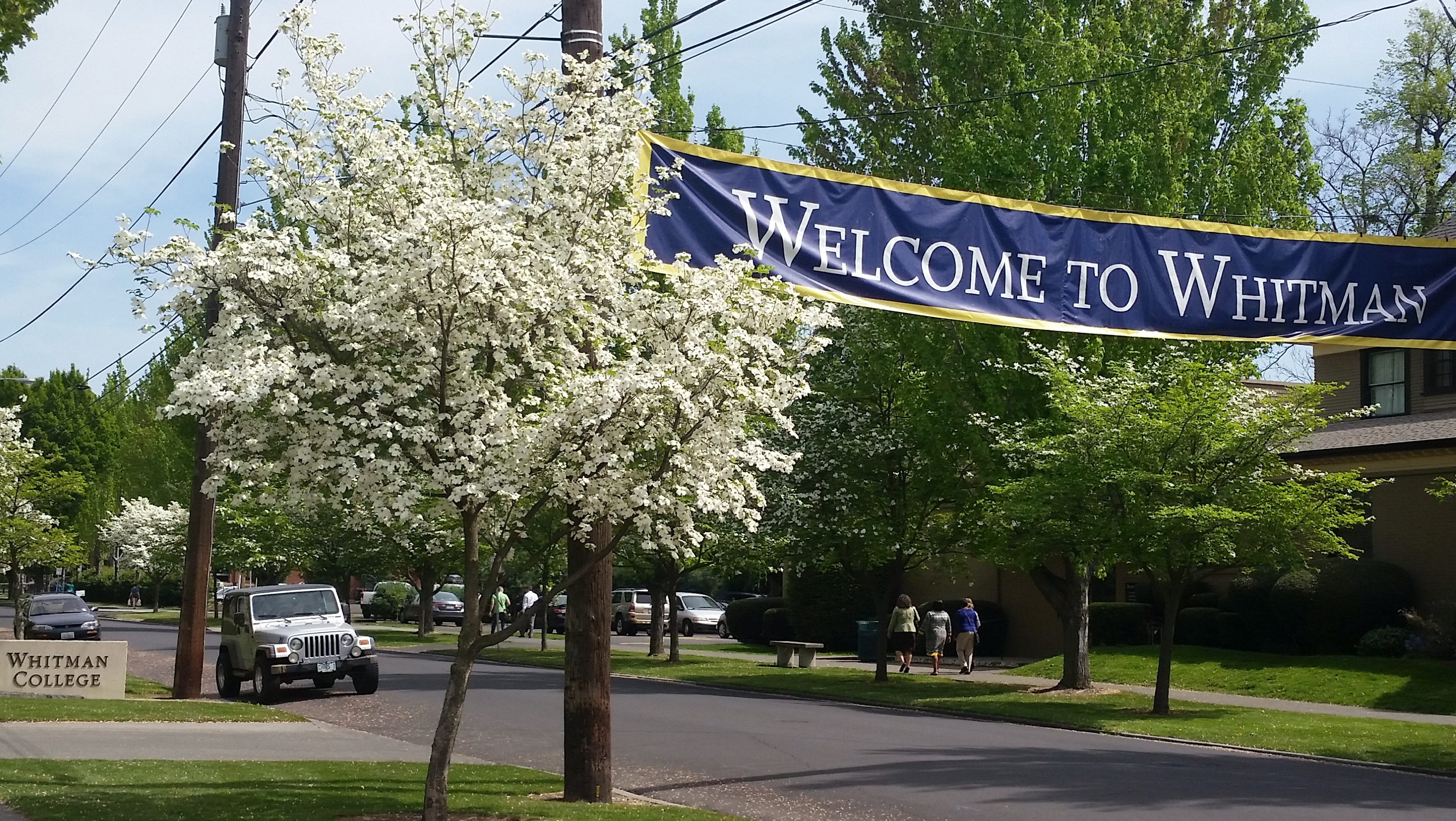 In this photo taken Thursday, April 21, 2016, signs designate the entrance to the Whitman College campus in Walla Walla, Wash. Whitman College, a private, liberal arts school, has dumped its long-time mascot. Whitman teams will no longer be called the Missionaries, which was a reference Marcus and Narcissa Whitman, missionaries who came to the Walla Walla Valley in 1836 and were massacred a decade later.