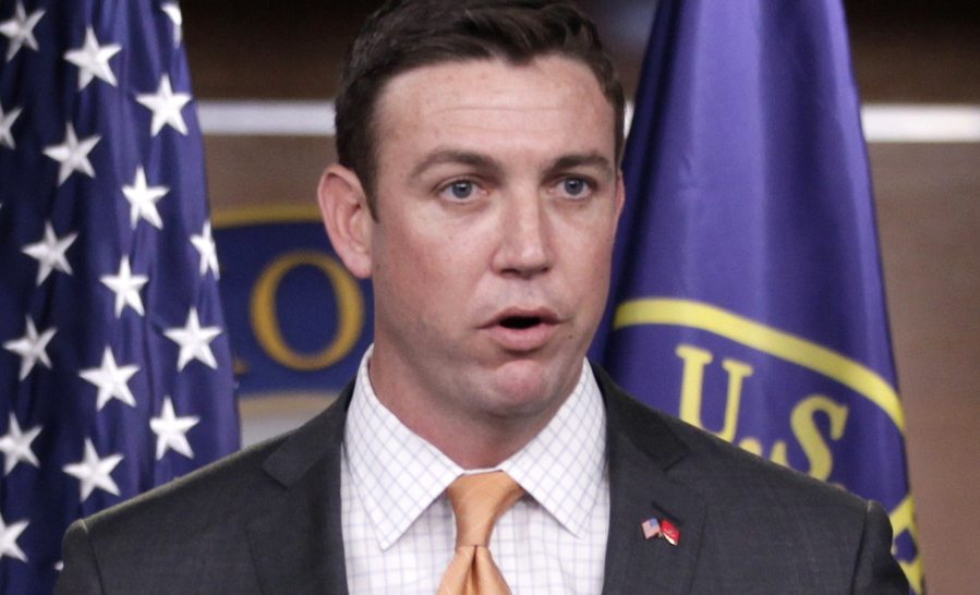 Rep. Duncan Hunter, R-Calif., speaks during a news conference on Capitol Hill in Washington.