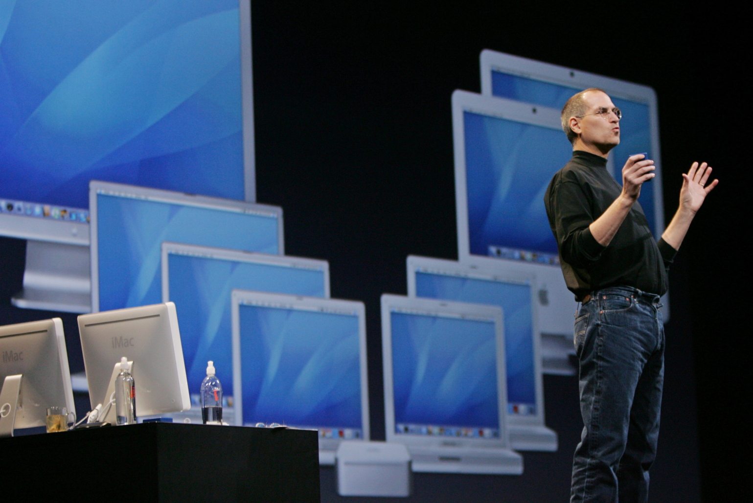 Former Apple CEO Steve Jobs speaks at the MacWorld conference in San Francisco in 2006.