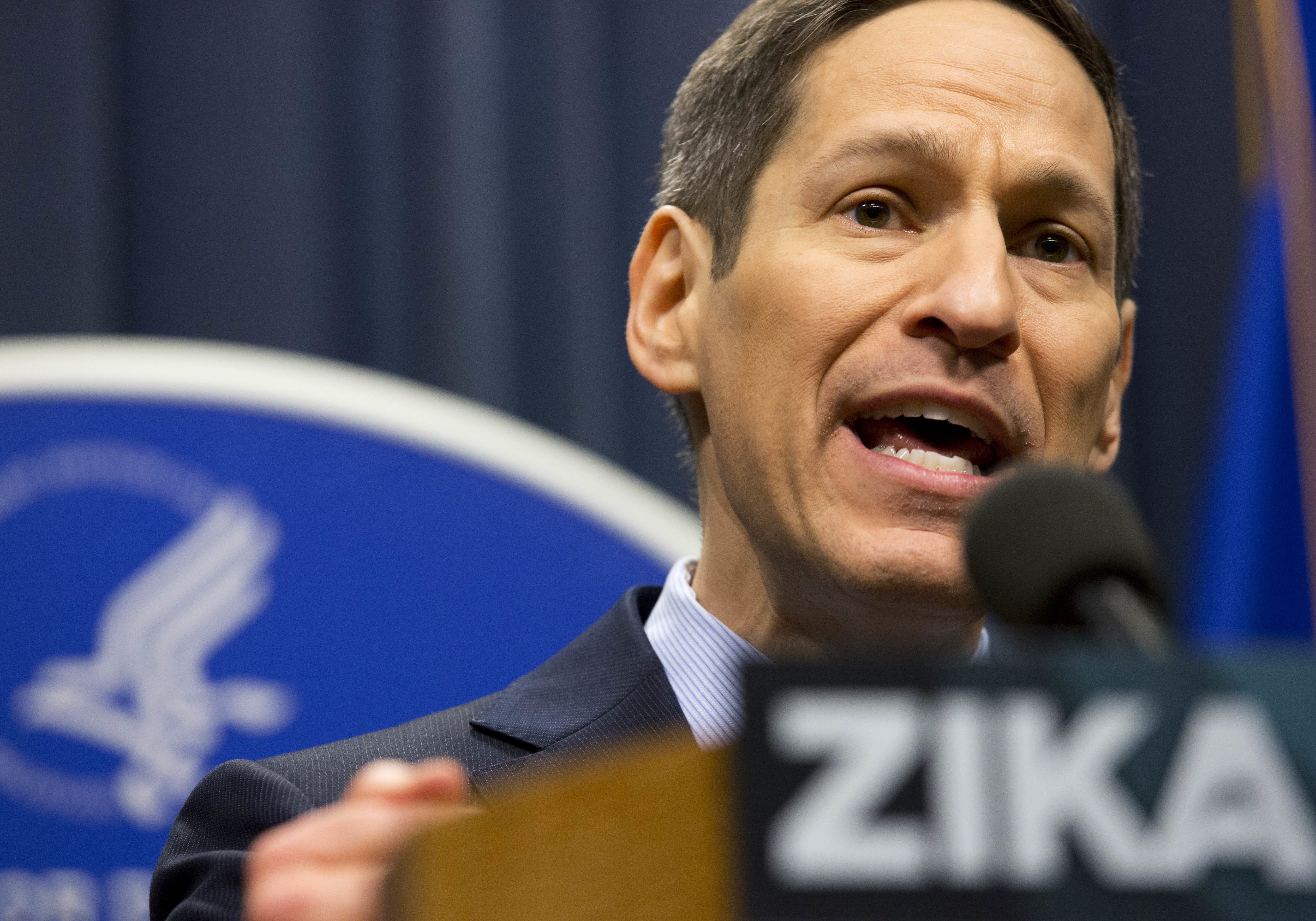 Centers for Disease Control and Prevention Director Dr. Thomas Frieden speaks during a press conference at a one-day Zika summit Friday, April 1, 2016, in Atlanta. The government is urging health officials from around the country to prepare for potential outbreaks of the mosquito-borne virus in the U.S.
