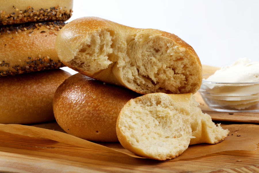 The ideal bagel is golden and crispy on the outside, chewy on the inside.