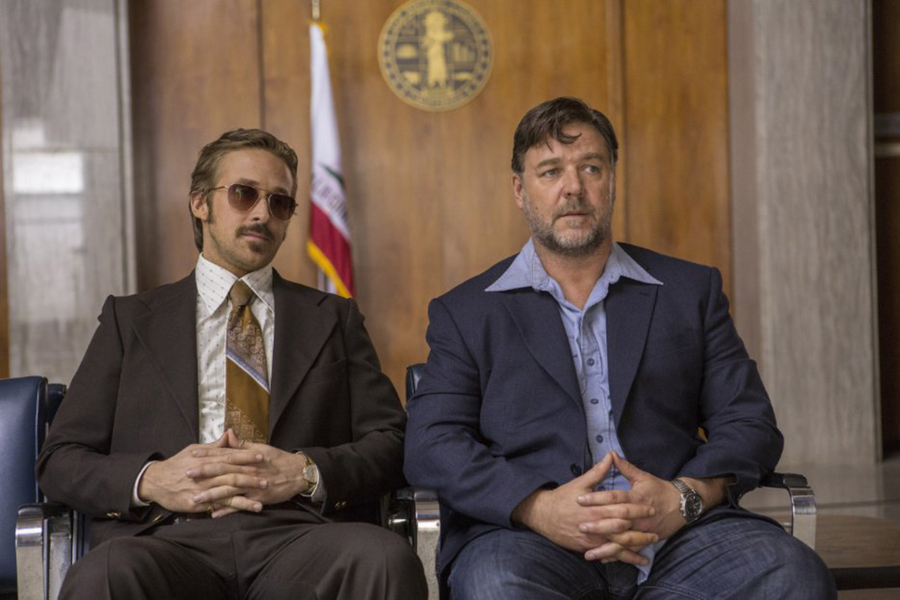 Ryan Gosling, left, and Russell Crowe star in &quot;The Nice Guys.&quot; (Warner Bros.