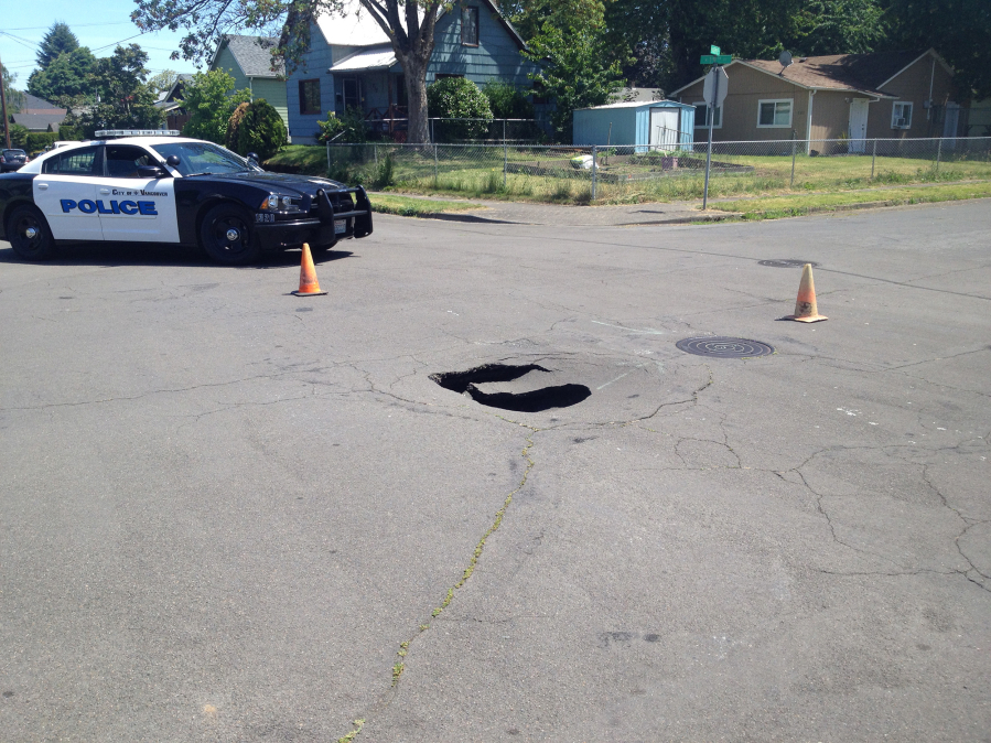 A several-foot-deep sinkhole opened up at the intersection of Harney and 19th streets early Tuesday afternoon.