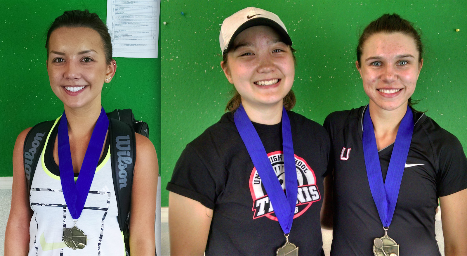Mountain View's Amila Gogalija, left, and Union doubles team of Sydney Wallace and Mckenzie Schreiner won 4A district tennis titles on Friday, May 20, 2016.