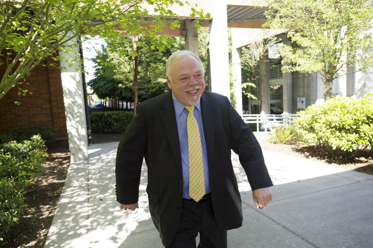 Don Benton arrives at the Clark County Public Service Center for his first day as the director of Environmental Services on May 6, 2013.