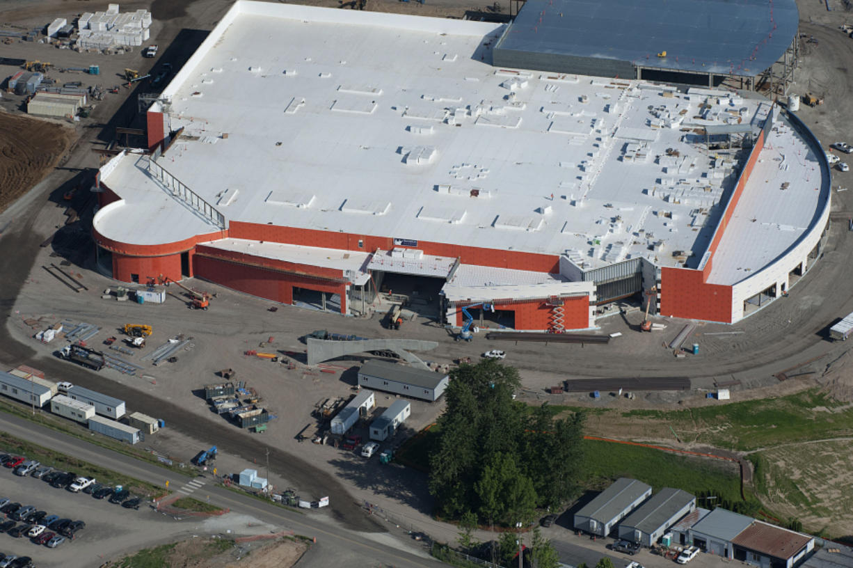 Construction on the new Cowlitz casino, seen Friday morning, is about 40 percent complete, tribal leaders said Friday.