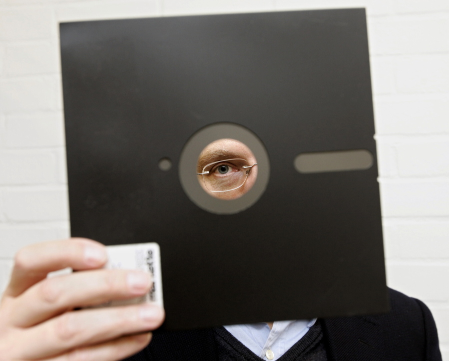 An obsolete 8 1/2 inch floppy disc. Congressional investigators say the government spends about three-fourths of its technology budget maintaining aging computer systems. That includes platforms more than 50 years old in such vital areas as nuclear weapons and Social Security. One still uses floppy disks.