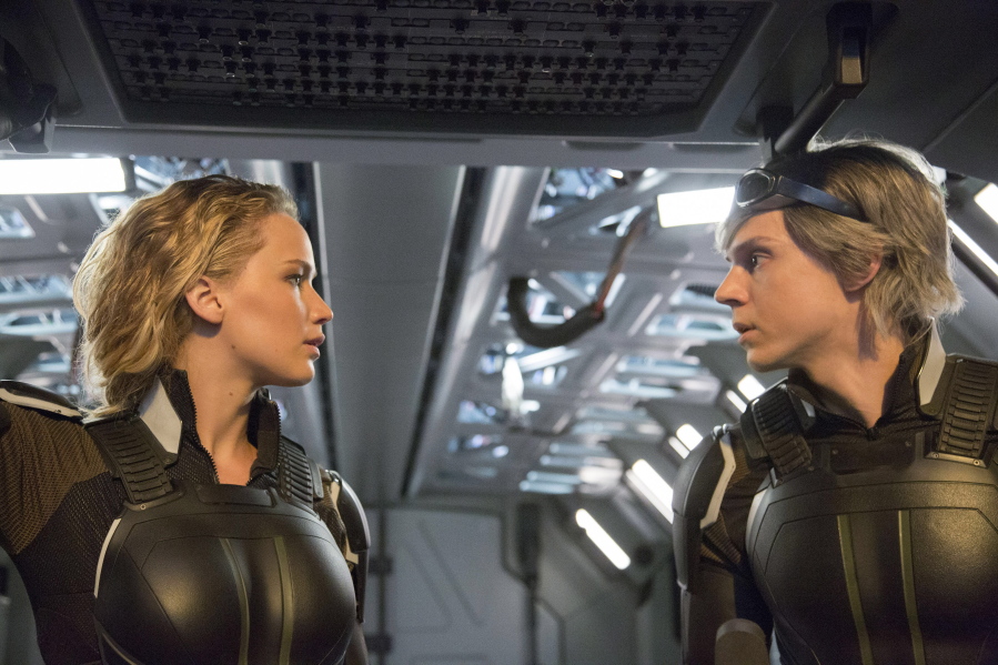 Jennifer Lawrence, left, and Evan Peters star in &quot;X-Men: Apocalypse.&quot; (Alan Markfield/Twentieth Century Fox)