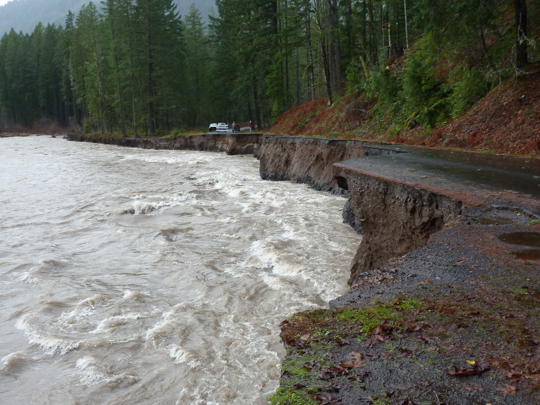 Flooding during the winter washed out Gifford Pinchot National Forest road No. 23 is a pair of places.