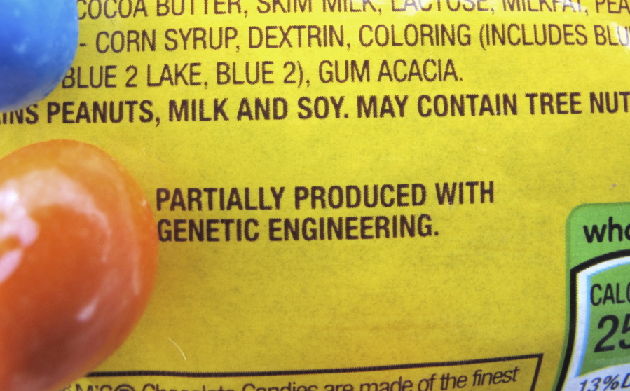 A new disclosure statement is displayed on a package of Peanut M&amp;M&#039;s candy in Montpelier, Vt.