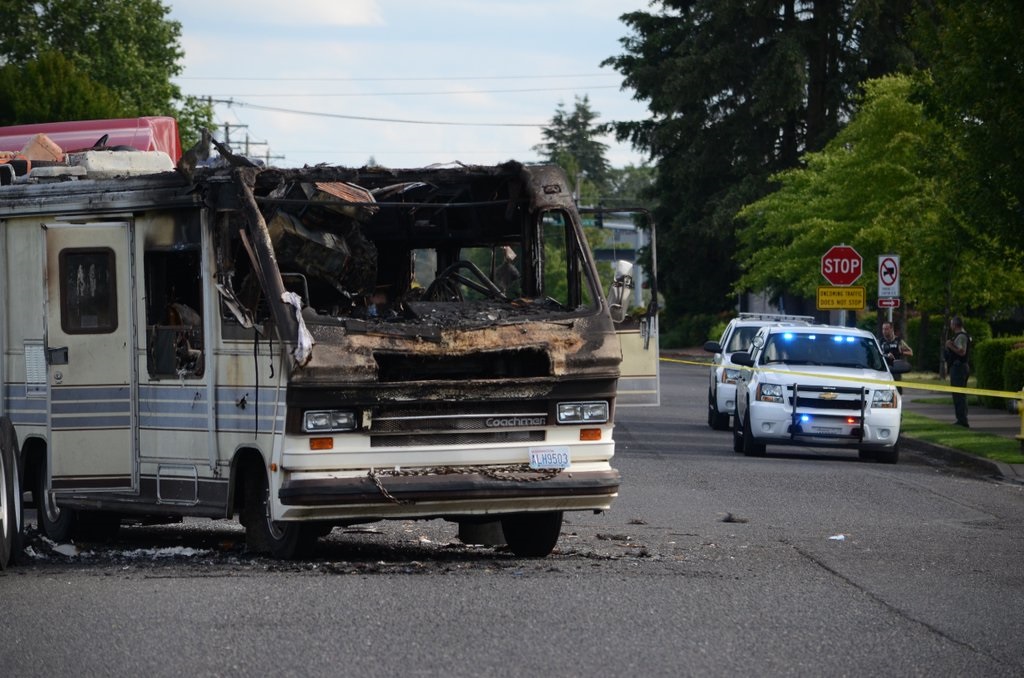 A body was found inside a motor home Sunday after firefighters extinguished a blaze inside the recreational vehicle.