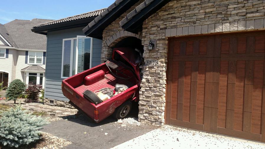A Nissan pickup, driven my Shayn Kaz, crashed into the front door of a house in Camas&#039; Prune Hill area in June 2015. Kaz, who was sentenced in August to six months in jail, was exonerated in another hit-and-run case.