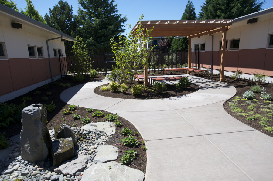 The courtyard at the Children&#039;s Center main office in east Vancouver includes a therapy garden.