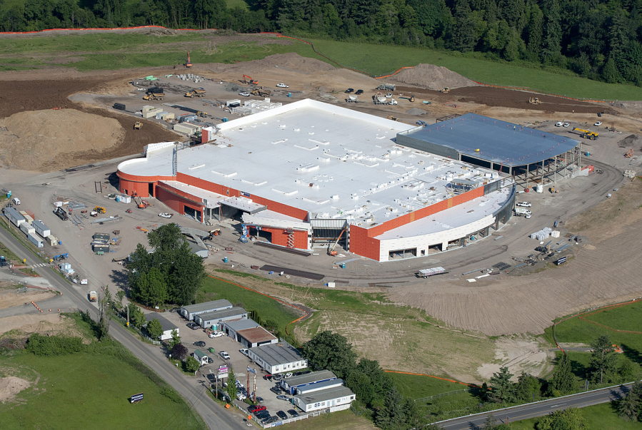 The new Cowlitz casino resort takes shape in this aerial photograph on May 13.