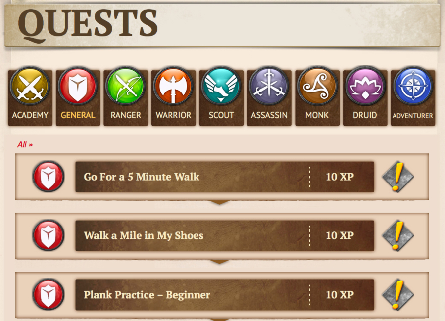 Nerd Fitness users go on quests to level up.