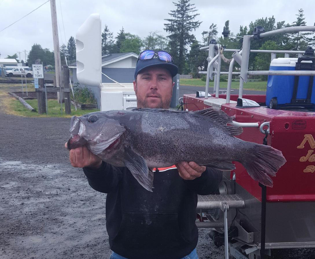 Steven Orr with his almost 11-pound black rockfish caught near Ilwaco.