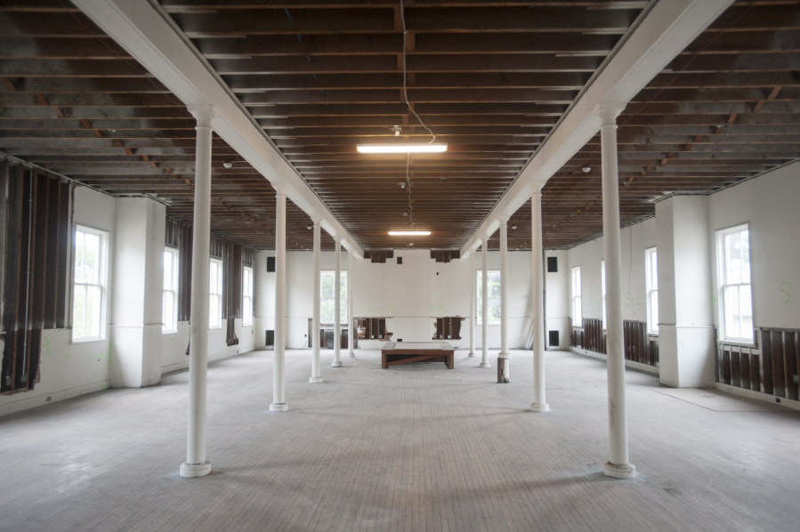 About 21,000 square feet in the two-story Artillery Barracks is being converted into office space. It is one of four former Army structures being renovated on West Barracks property now owned by the city of Vancouver.