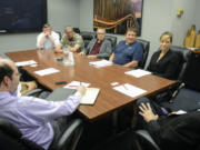 The Columbian Editorial Board meets with representatives from the Cowlitz casino on Thursday afternoon.