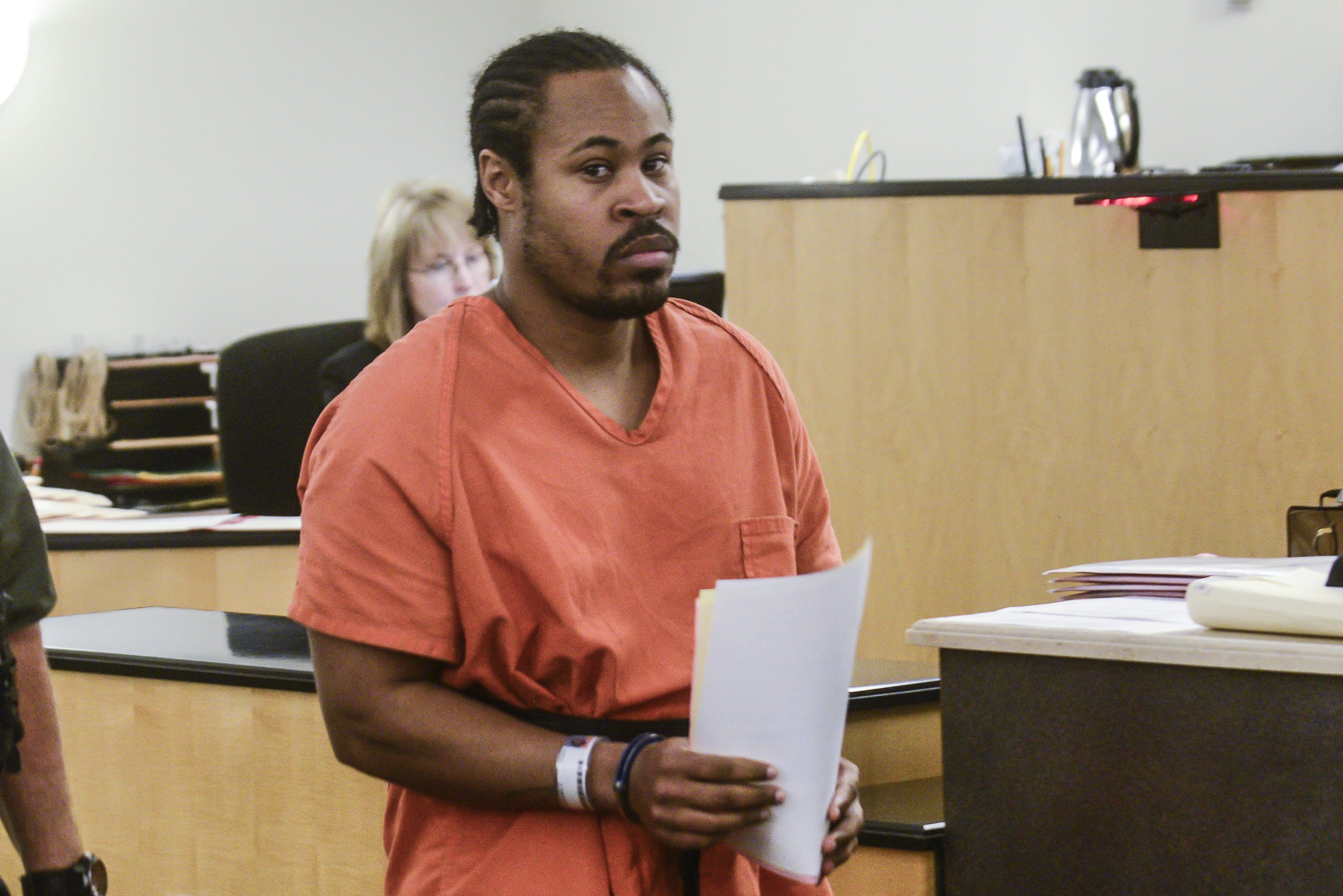 Michael Diontae Johnson, the man who authorities say swapped identities with a fellow inmate to escape from the Clark County Jail in May, appeared Monday in Clark County Superior Court on suspicion of second-degree escape.