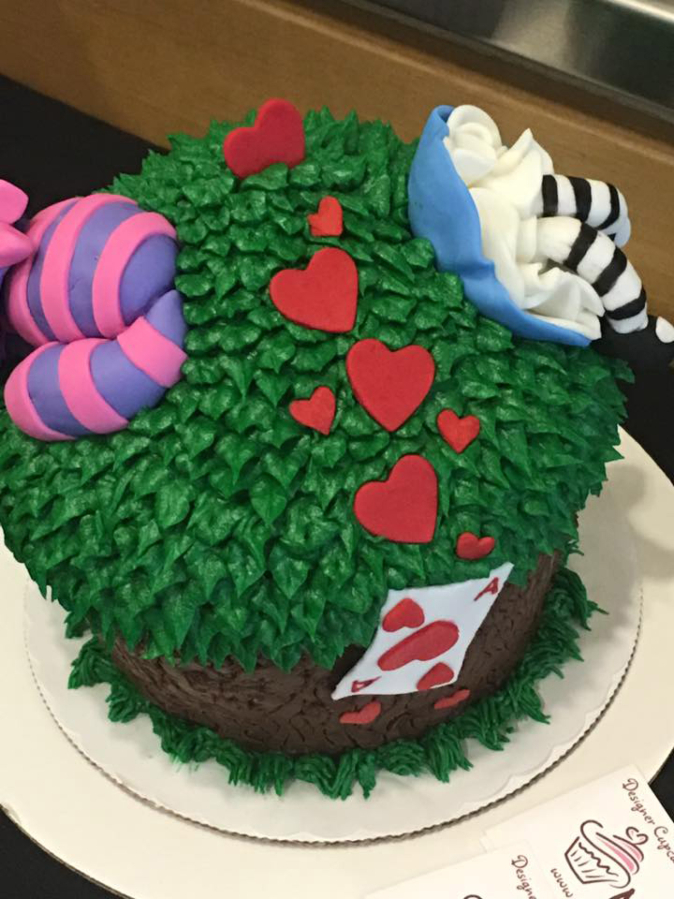 North County Community Food Bank hosted an Alice in Wonderland Spring Tea and Fundraiser, featuring desserts from local bakers, including this entry from Nana&#039;s Tiny Cakes.