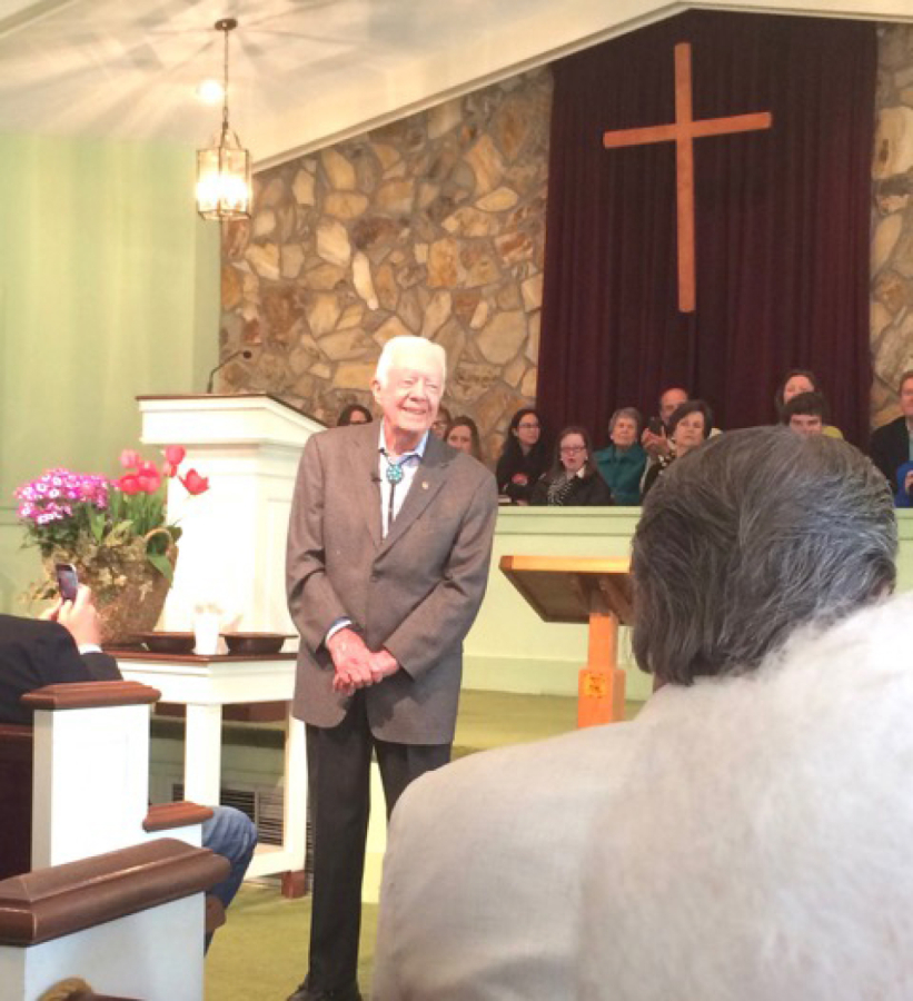 Photos courtesy Jim Selby
President Jimmy Carter teaches Sunday School at the Marantha Baptist Church in Plains, Ga., on March 6.