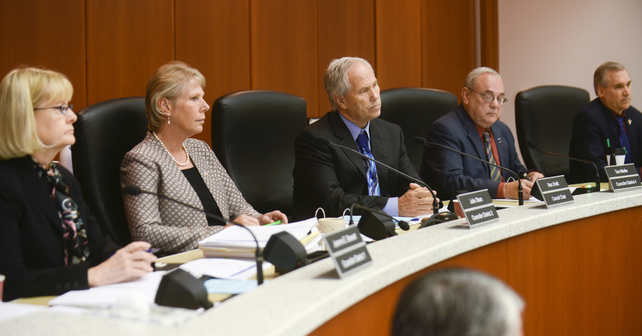 The Clark County council deliberates in June at the Public Service Center in Vancouver during its final hearing on a Comprehensive Growth Management Plan update.