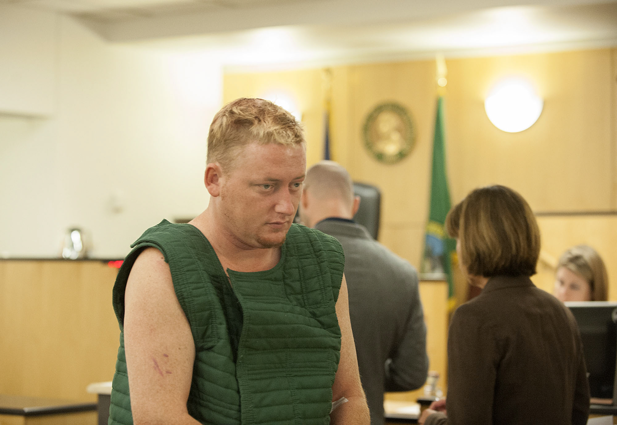 Kyle Holder makes a first appearance June 29 in Clark County Superior Court after he allegedly beat his 2-year-old daughter at a Salmon Creek motel, leaving her in critical condition. Holder was ordered Friday to undergo 90 days of mental health treatment before his case can continue.