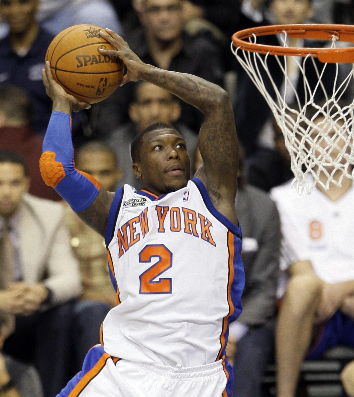 New York Knicks' Nate Robinson leaps during the slam dunk contest at the NBA All-Star Game Saturday Night in Dallas in 2010. The Seattle Seahawks gave the former NBA standout and one-time college football player a tryout on Monday, June 13, 2016.