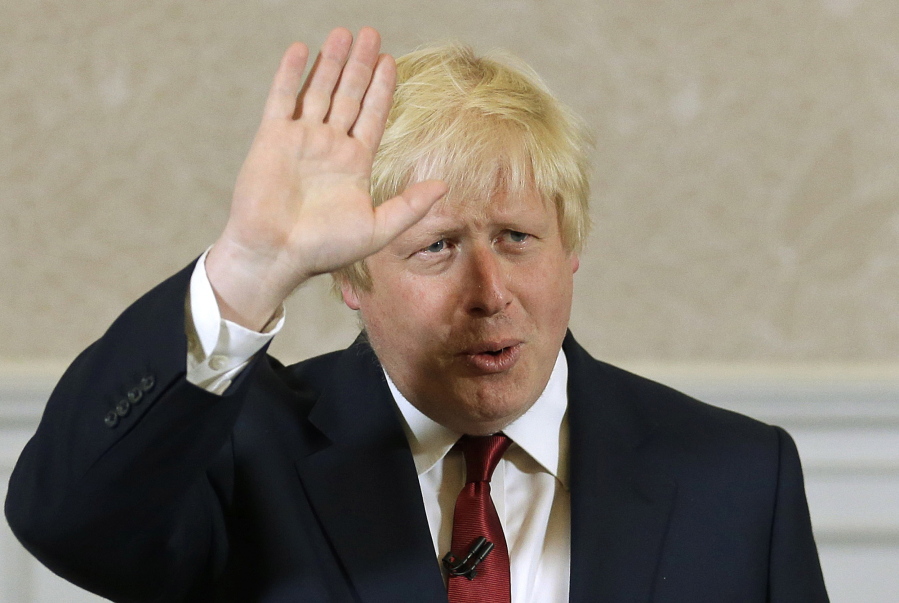 Former London mayor Boris Johnson waves after he announced that he will not run for  leadership of Britain&#039;s ruling Conservative Party in London on Thursday. The battle to succeed Prime Minister David Cameron as Conservative Party leader has drawn strong contenders with the winner set to become prime minister and play a vital role in shaping Britain&#039;s relationship with the European Union after last week&#039;s Brexit vote.