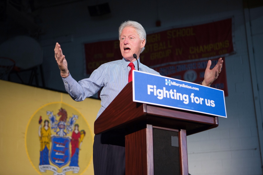 Bill Clinton campaigns for his wife, Hillary Clinton, at Edison High School on Friday, May 27, 2016.