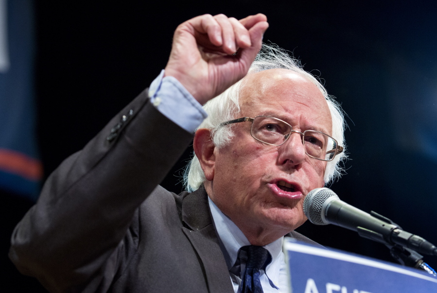 Democratic presidential candidate Sen. Bernie Sanders, I-Vt., addresses supporters in New York on Thursday.