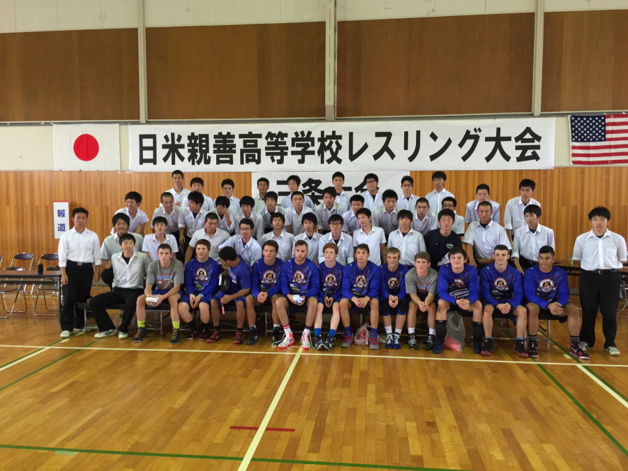 The Washington Wrestling Association Cultural Exchange Team to Japan poses with their Japanese counterparts.