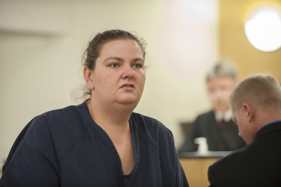 Stacey Wielenbeck appears April 4 in Clark County Superior Court after leading multiple law enforcement agencies on a car chase from Portland, which ended in a crash on Northeast Fourth Plain Boulevard. Wielenbeck was given credit Wednesday for time served.