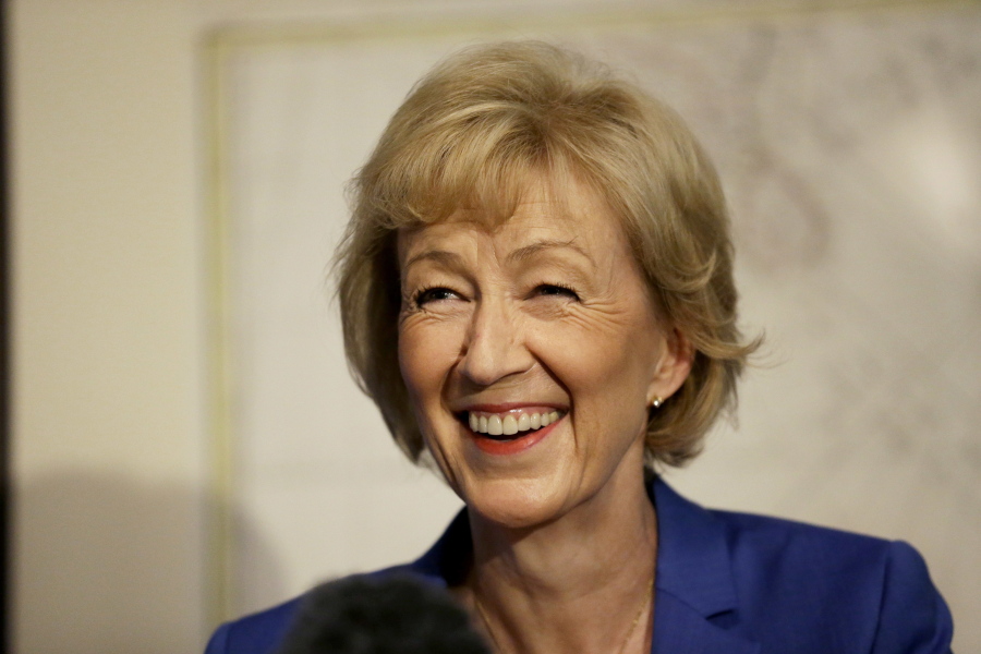 British ruling Conservative Party Member of Parliament, Andrea Leadsom, launches her campaign in London on  Monday. British Prime Minister David Cameron resigned on June 24, after Britain voted to leave the European Union in a referendum.