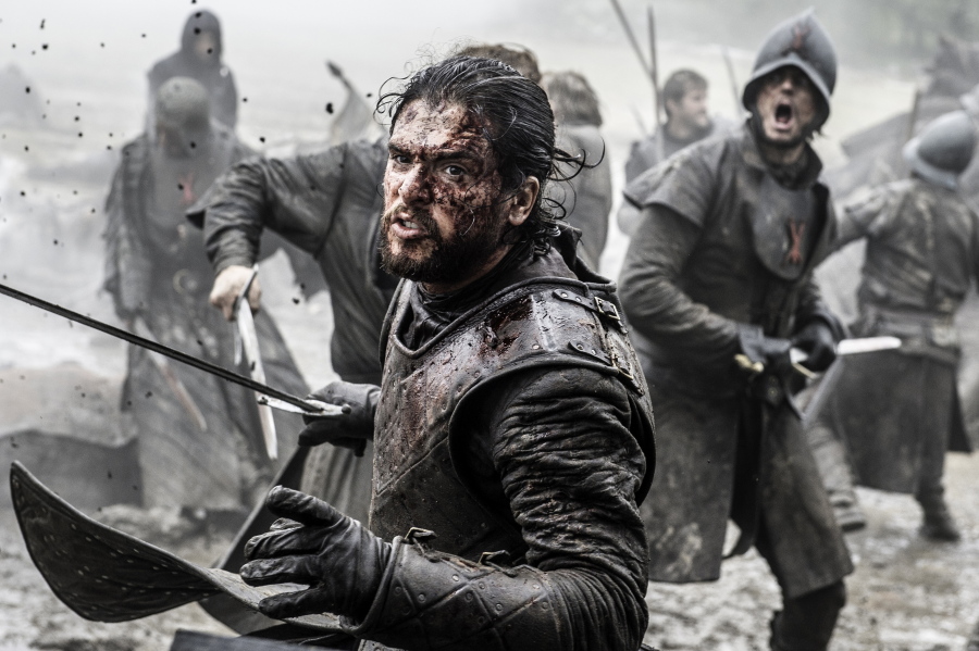 Kit Harington appears in a scene from &quot;Game of Thrones.&quot; &quot;Game of Thrones&quot; and &quot;Veep&quot; are among the top contenders for the 68th prime-time Emmy Award nominations. The shows claimed the top drama and comedy series prizes at last year&#039;s Emmy ceremony.