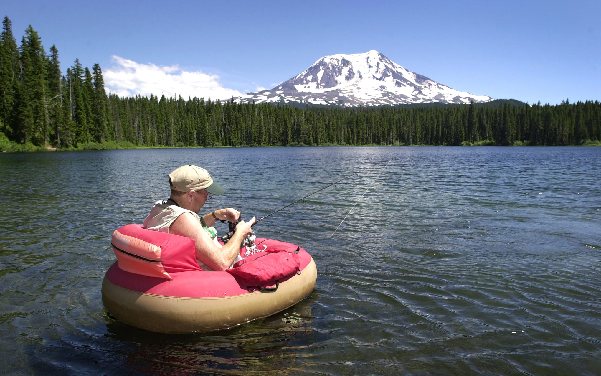 Takhlakh Lake on the west flank of Mount Adams has been stocked with almost 5,000 rainbow trout.