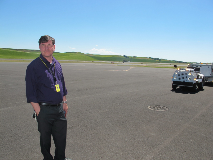 Pullman-Moscow Regional Airport manager Tony Bean stands on the tarmac at the airport in Pullman, Wash. Tuesday. (Photos by Nicholas K.