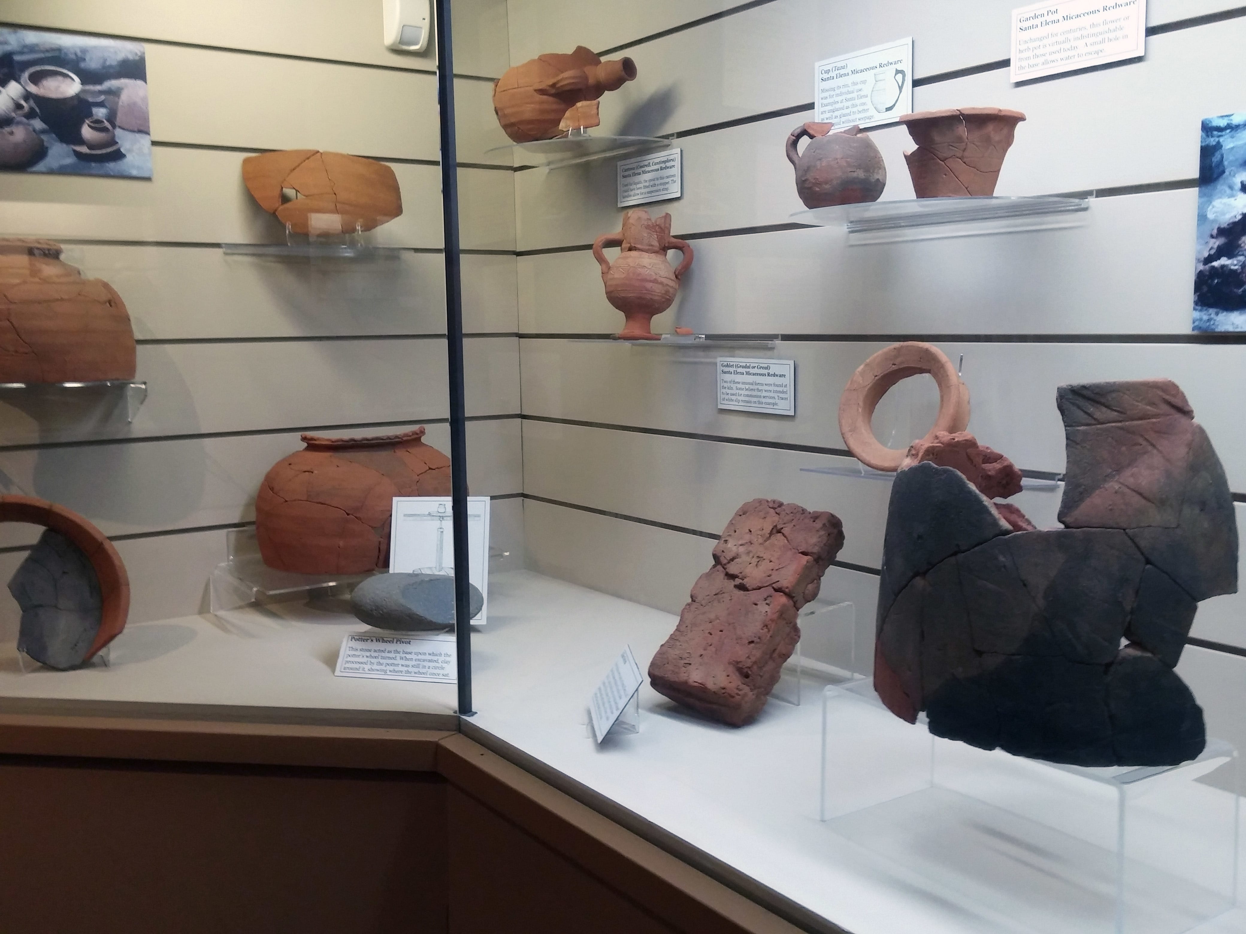 In this undated photo, pottery and other artifacts from the 450-year-old Spanish settlement of Santa Elena are on display at the Parris Island Museum in Parris Island, S.C. Archaeologists have found the location of a the San Marcos Fort, one of five forts that operated during the 21-year history of the early Spanish settlement of Santa Elena on Parris Island.