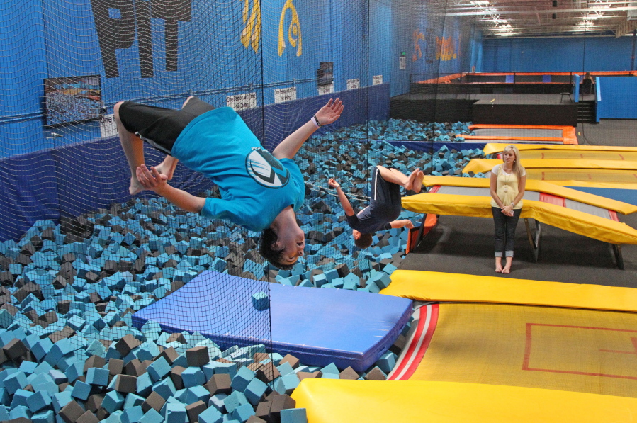 A patron flips at a trampoline park in Utah in 2013. Trampoline park injuries have soared as the indoor jumping trend has spread. That&#039;s according to a study published today that shows annual U.S. emergency room visits jumped 12-fold for park-related injuries from 2010 through 2014.