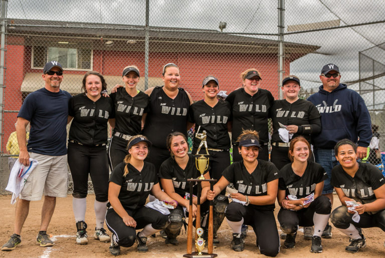 NW Wild is comprised of 11 girls from the area who took first place on July 19, 2016, in the Washington State 18U Fastpitch championships hosted at the VGSA sports complex in Vancouver.