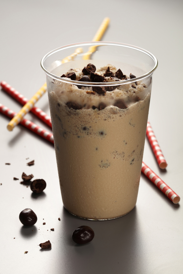 Iced coffee is as easy as freeze, blitz and swirl. A handful of chocolate-covered coffee beans pumps it up. (E.