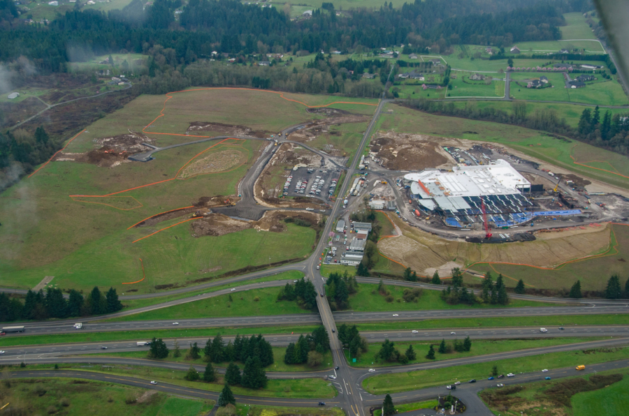 The Cowlitz Tribe&#039;s $510 million casino project under construction in May along the west side of Interstate 5 at Exit 16. Though that side of the highway has a Ridgefield mailing address, the Cowlitz reservation is in unincorporated Clark County.