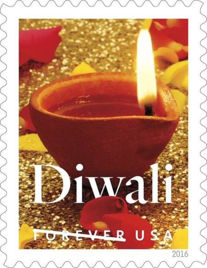 A new postage stamp recognizes the Hindu holiday of Diwali. (Courtesy of U.S.