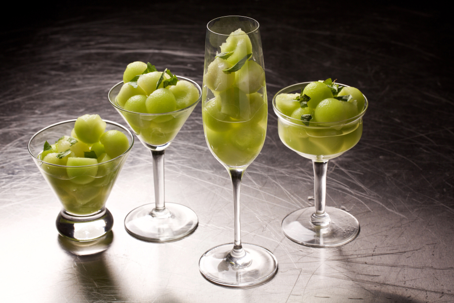 Prosecco-Spiked Melon With Basil.