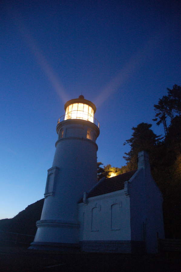 The beam from the Heceta Head Lighthouse near Yachats, Ore., can sometimes be seen from as far away as 20 miles.