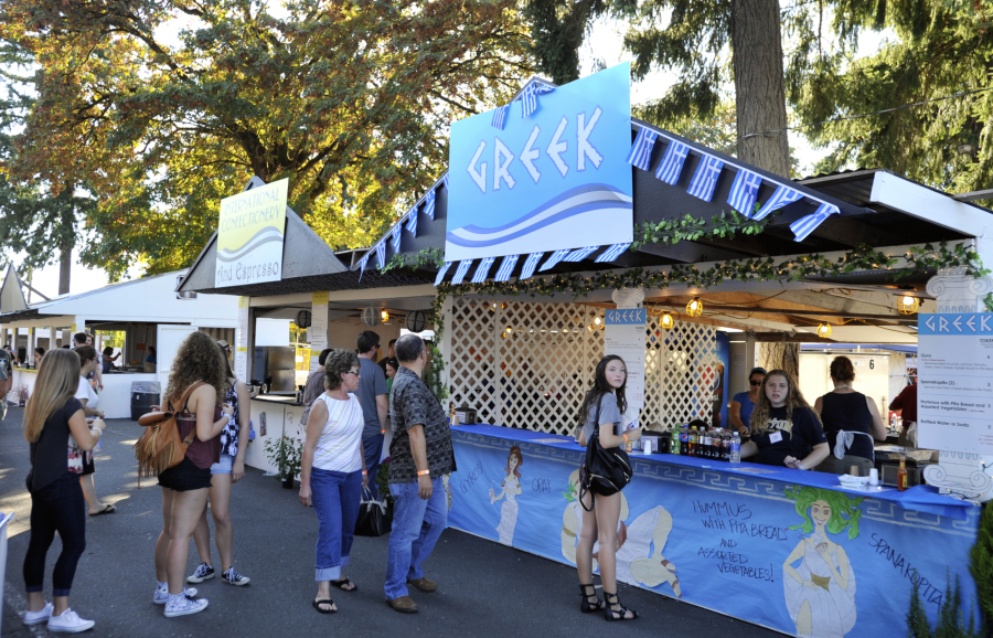The Greek food stall, one of many, at the International Food Fest at St Joseph Catholic School in Vancouver in September. The event was a one-time thing, as church and school officials said they will no longer hold food fests of any type.