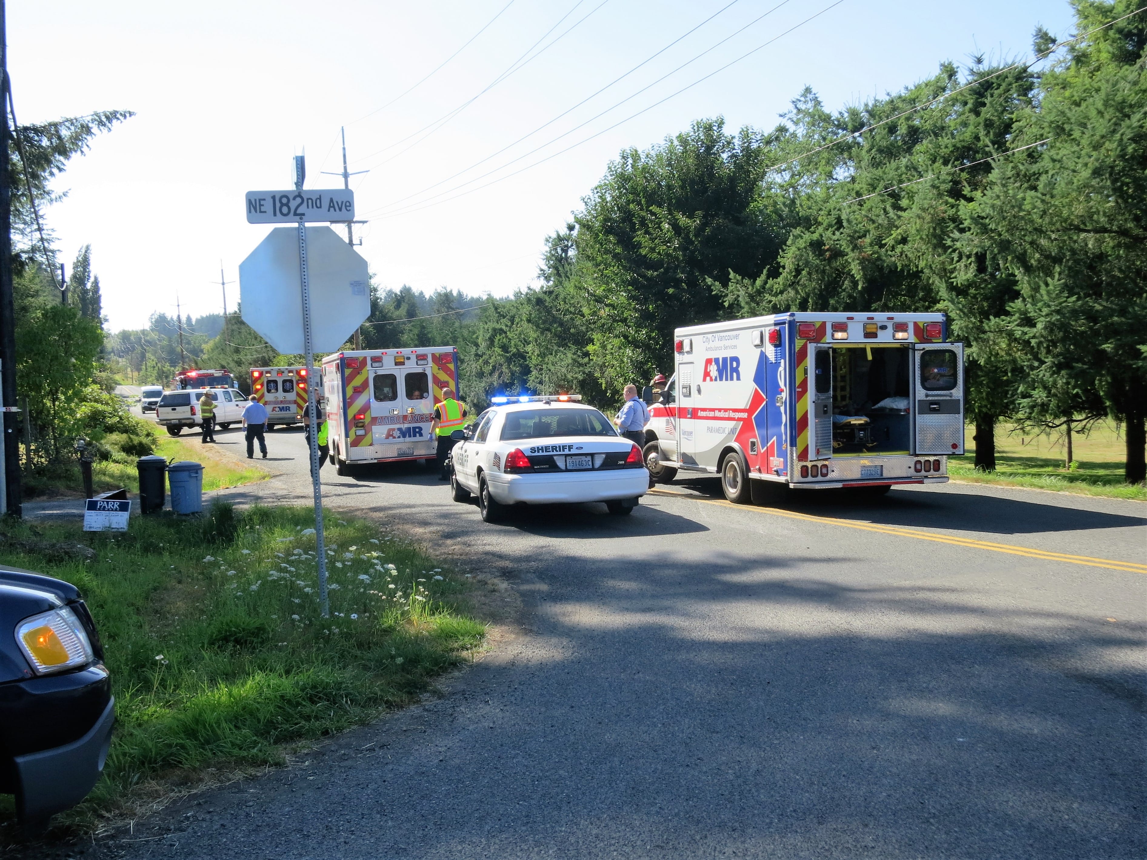 Three people were seriously hurt in a T-bone crash Wednesday afternoon near Battle Ground Lake.