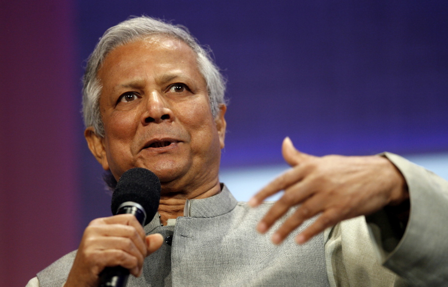FILE - In this Sept. 26, 2008 file photo, Muhammad Yunus speaks during a panel discussion on rural development at the Clinton Global Initiative annual meeting in New York. More than half the people outside the government who met with Hillary Clinton while she was secretary of state gave money, either personally or through companies or groups, to the Clinton Foundation. It&#039;s an extraordinary proportion indicating her possible ethics challenges if elected president.