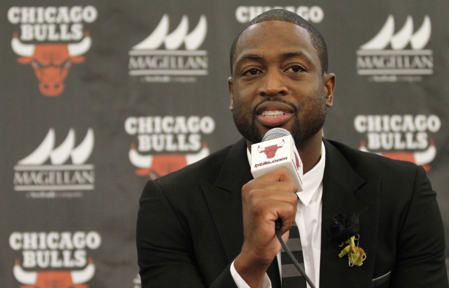 Chicago Bulls player Dwyane Wade speaks during a July 29 news conference in Chicago.